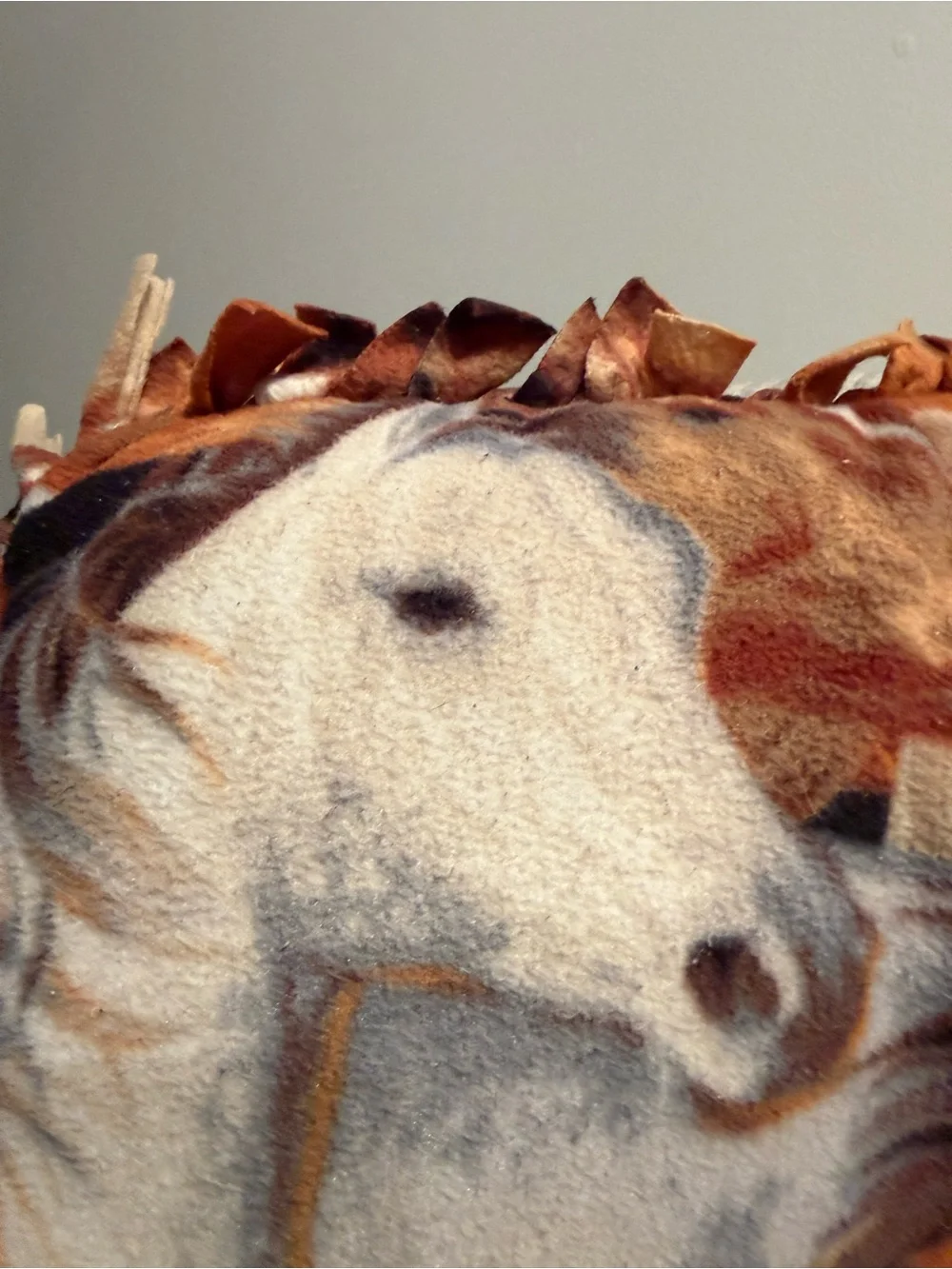Fleece Horse Print Accent Pillow - Brown & White Horses